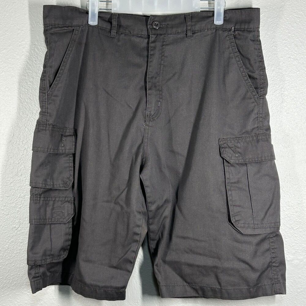 JEANETIX Shorts Mens 36 Cargo Gray Multi Pocket Utility Knee Length Casual